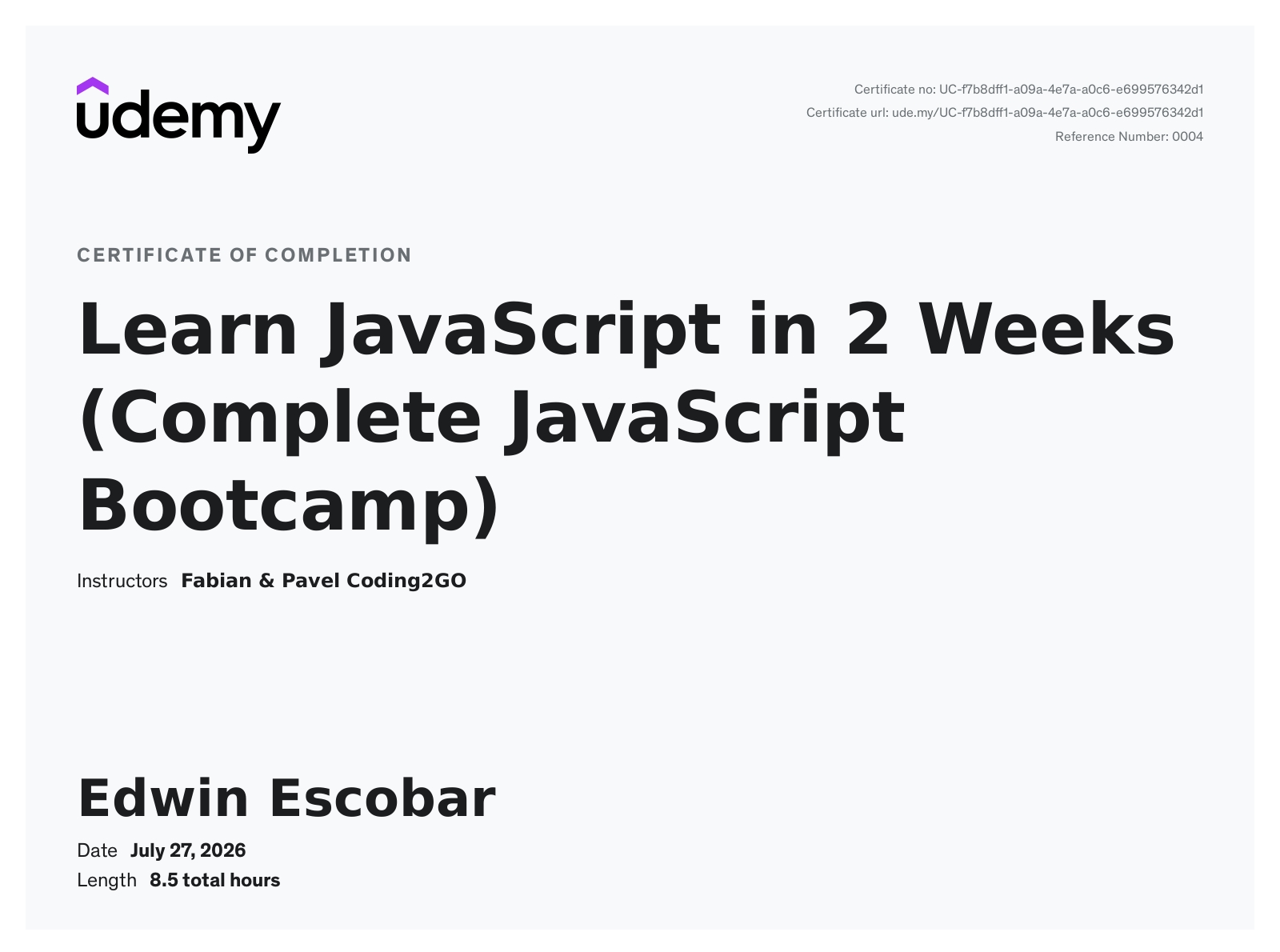 JavaScript Certification